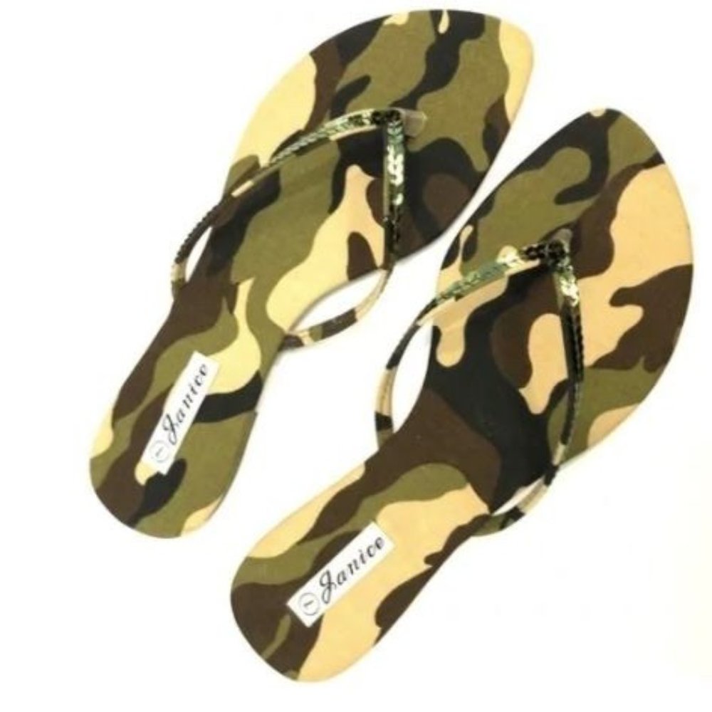Janice Sequin Camo Sandals